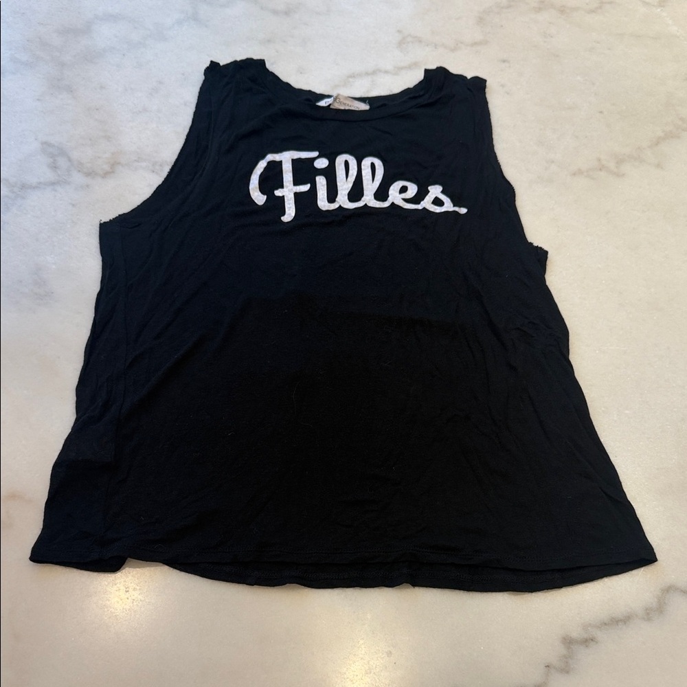 BCBGeneration Black Muscle Tee with White “filles “